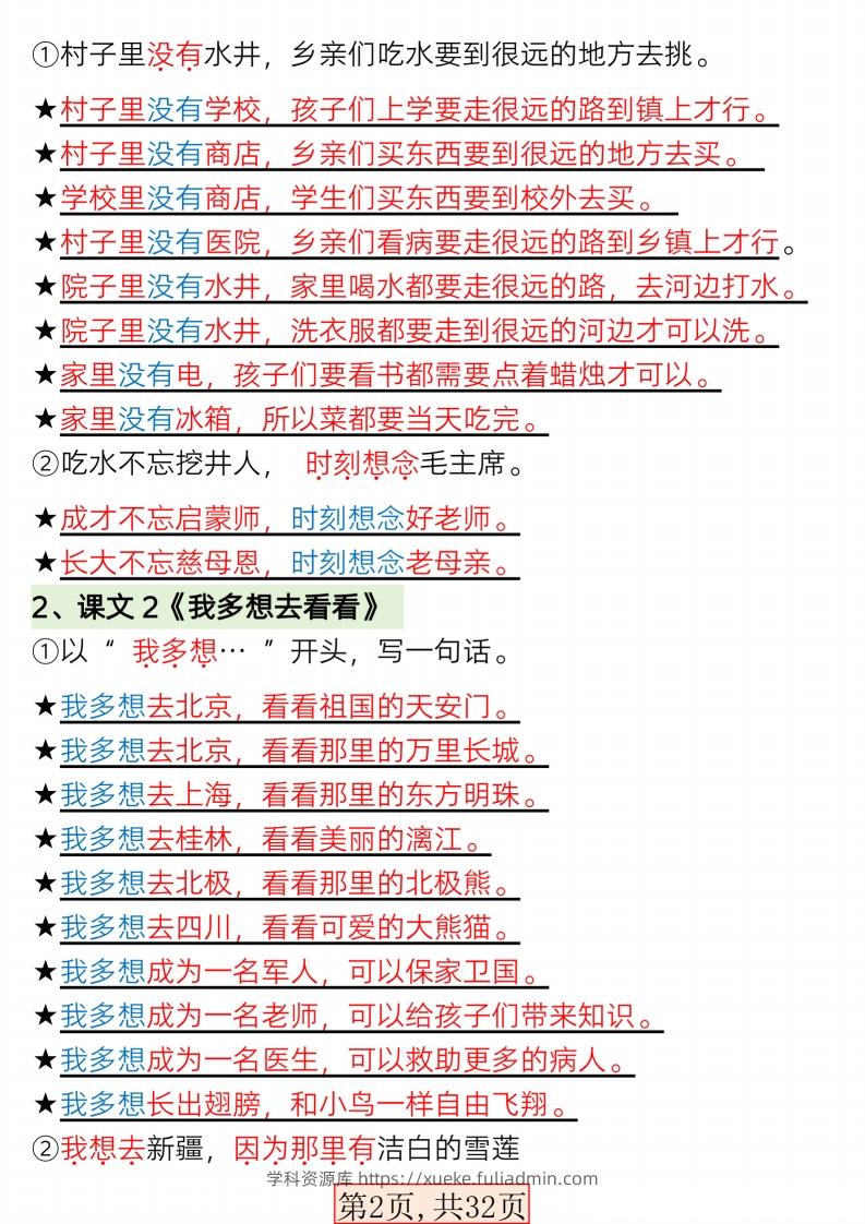 图片[2]-【句子专项】新版一年级语文下册常考必备句子专项(1)-学科资源库