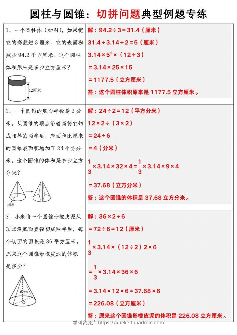 图片[2]-六下数学【圆柱与圆锥典型例题专练】-学科资源库