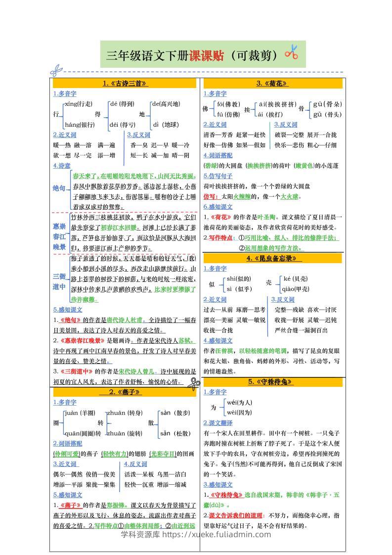 【课课贴彩色版（完整28课）】三下语文-学科资源库