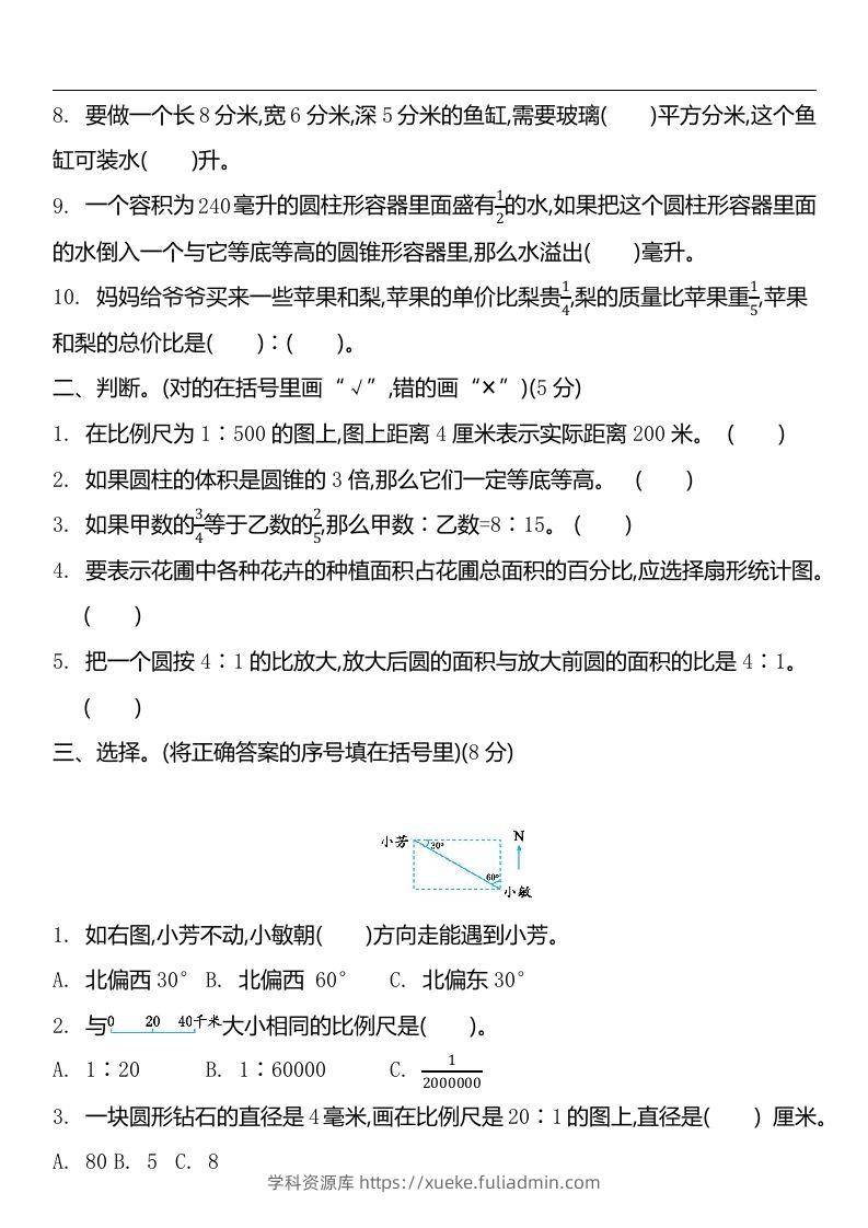 图片[2]-六下苏教版数学期中测试卷-2-学科资源库