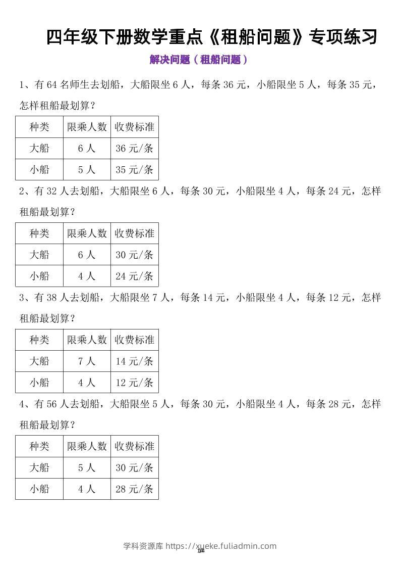 四年级下数学租船问题-学科资源库