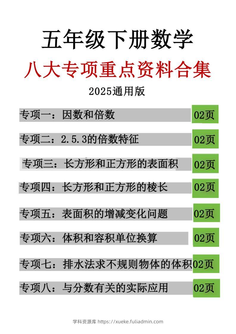 五年级下数学八大专项重点资料合集-学科资源库
