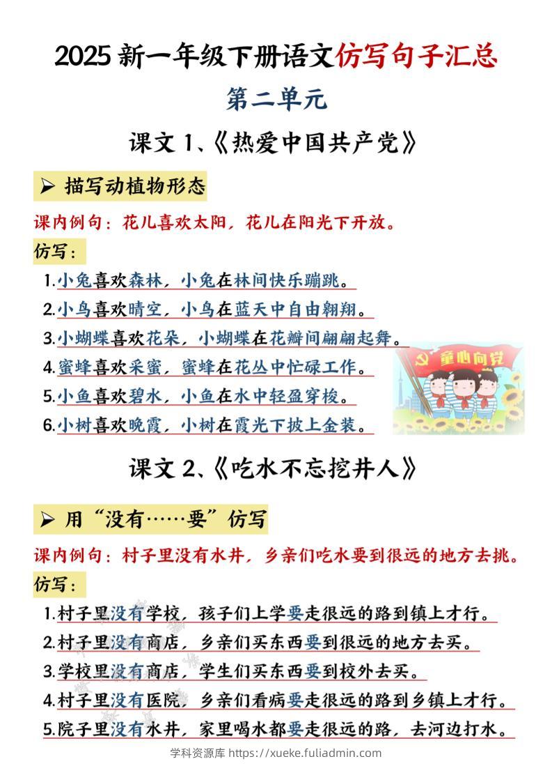一年级下语文仿写句子汇总--学科资源库