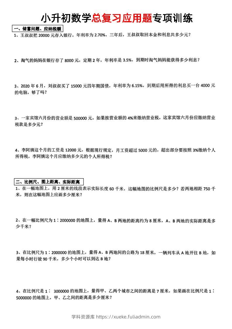 小升初数学【总复习应用题】-学科资源库